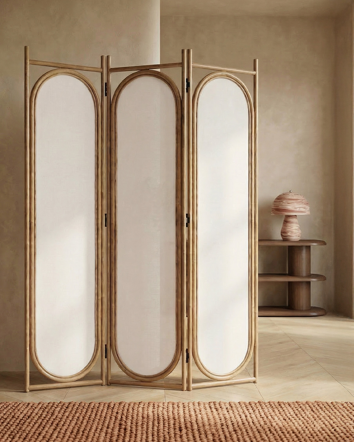 Paravent 195x145 cm en rotin naturel Narella