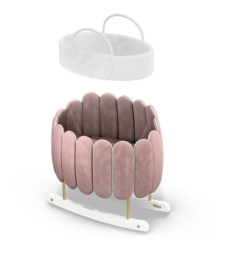 Lit rocking chair en forme de fleur de lotus rose — détail 4