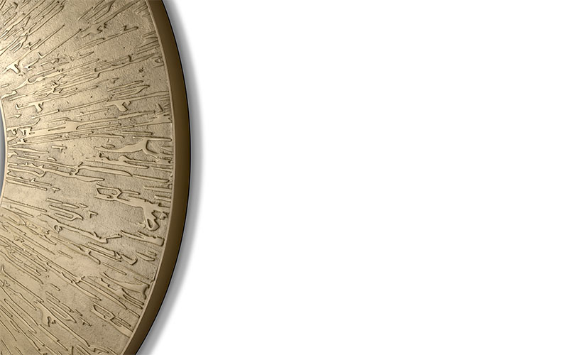 Miroir rond en laiton coulé mat — détail 4