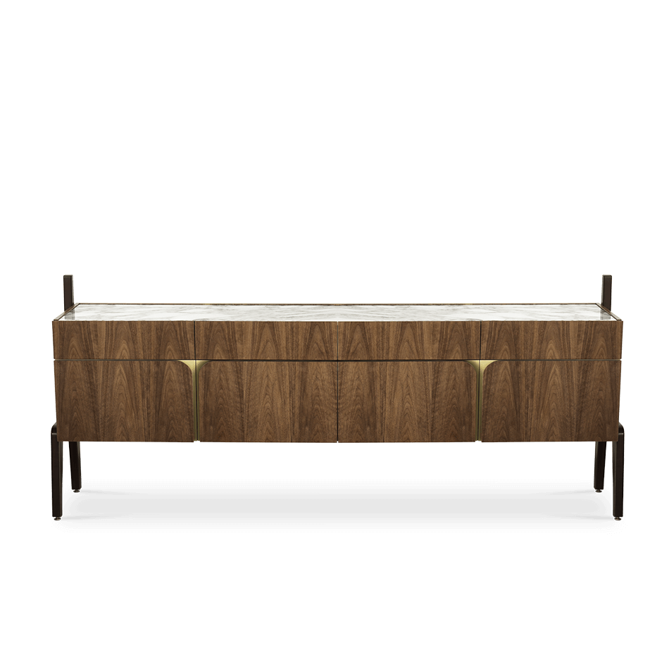 Buffet fabriqué à la main marbre et noyer massif