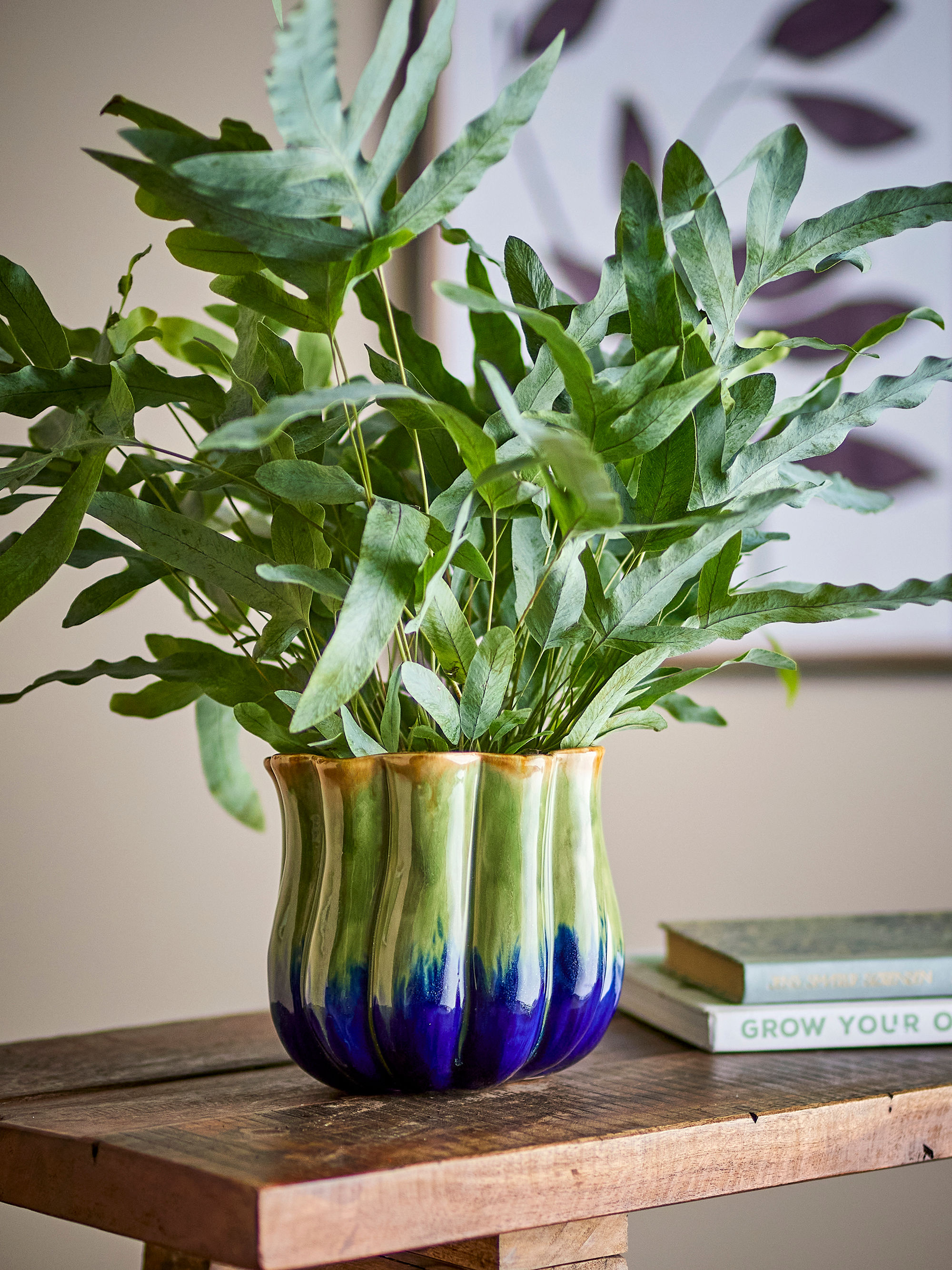 Pot de fleurs Jenner en grès - Coloris vert