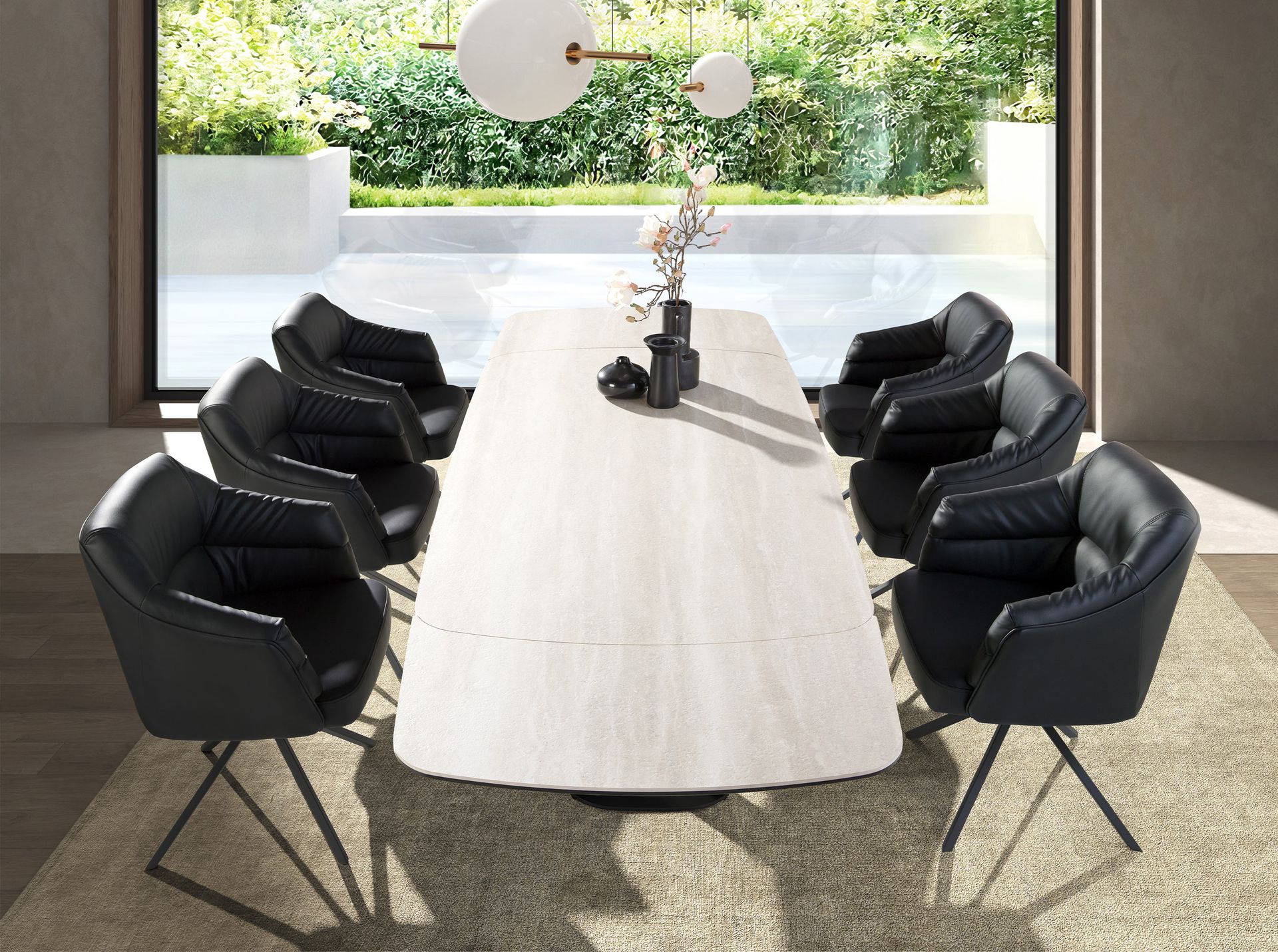 Chaise pivotante en similicuir noir - Coloris noir — détail 6
