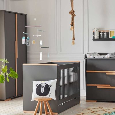 Lit bébé évolutif 120 x 60 gris anthracite sans tiroirs