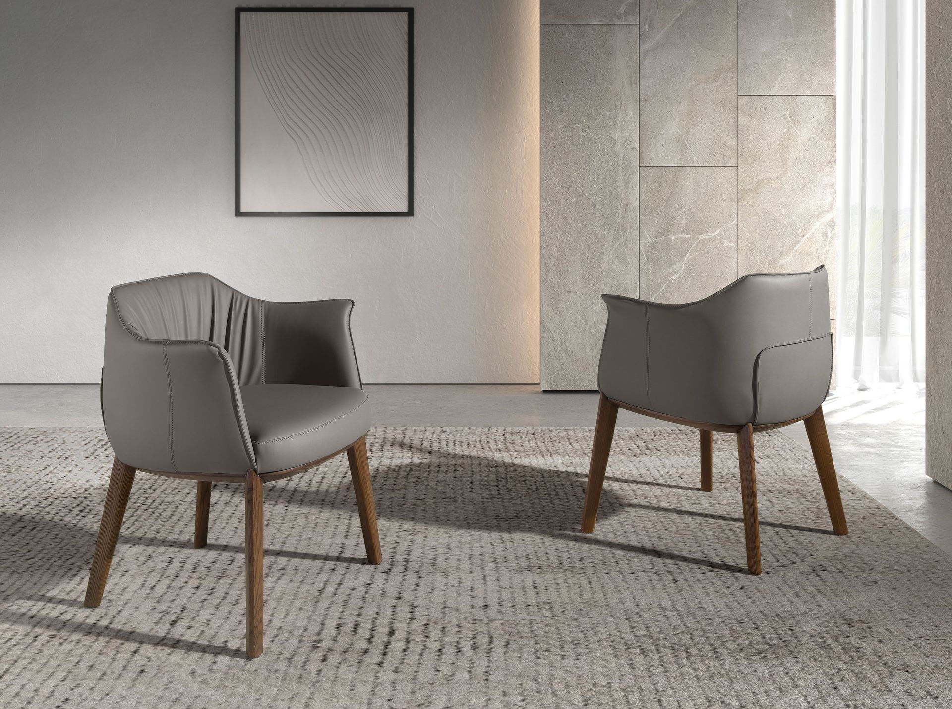 Chaise en similicuir grise — détail 3