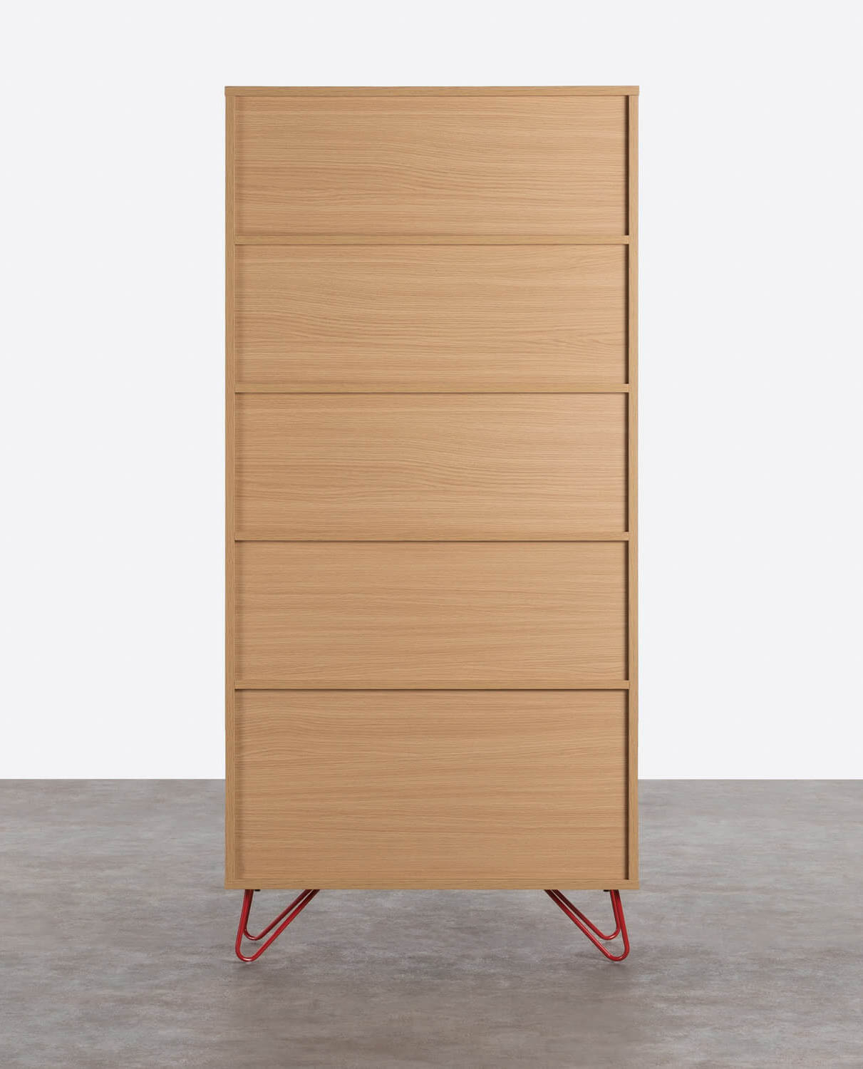 Étagère avec tiroirs en MDF et métal rouge — détail 3