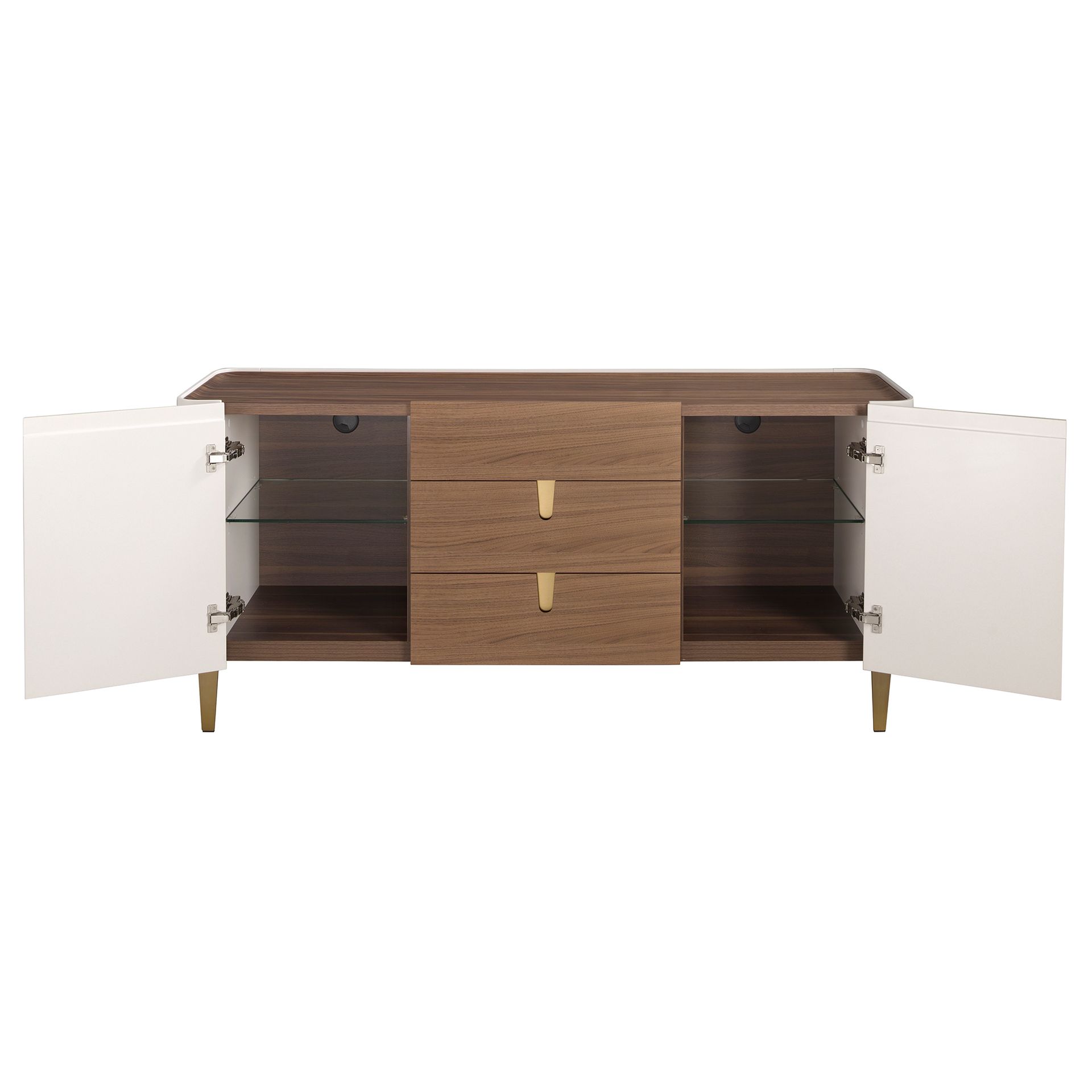 Buffet en noyer - Finitions beige, or et noyer — détail 5