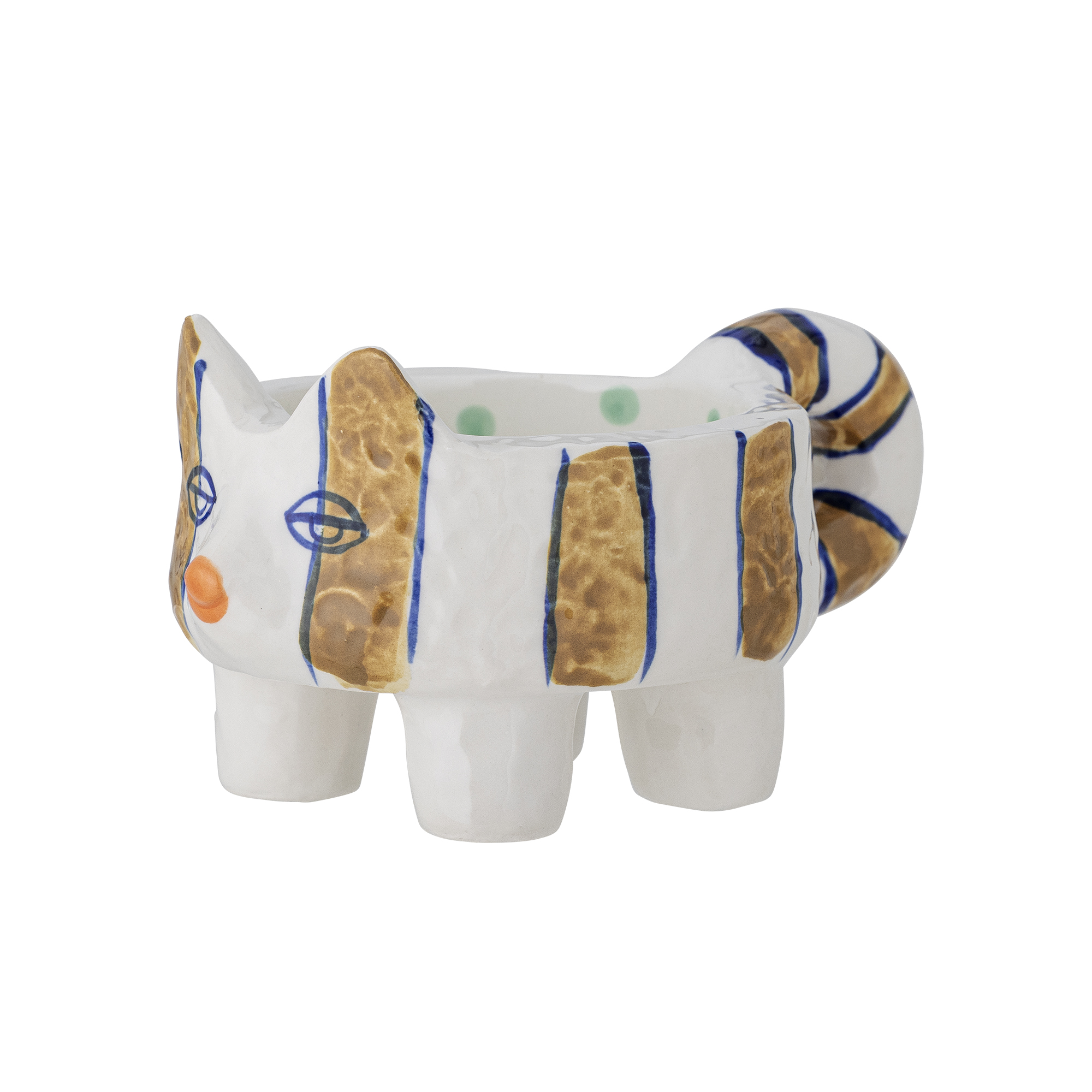 Lot de 2 bougeoirs Caty en grès - Coloris marron — détail 4