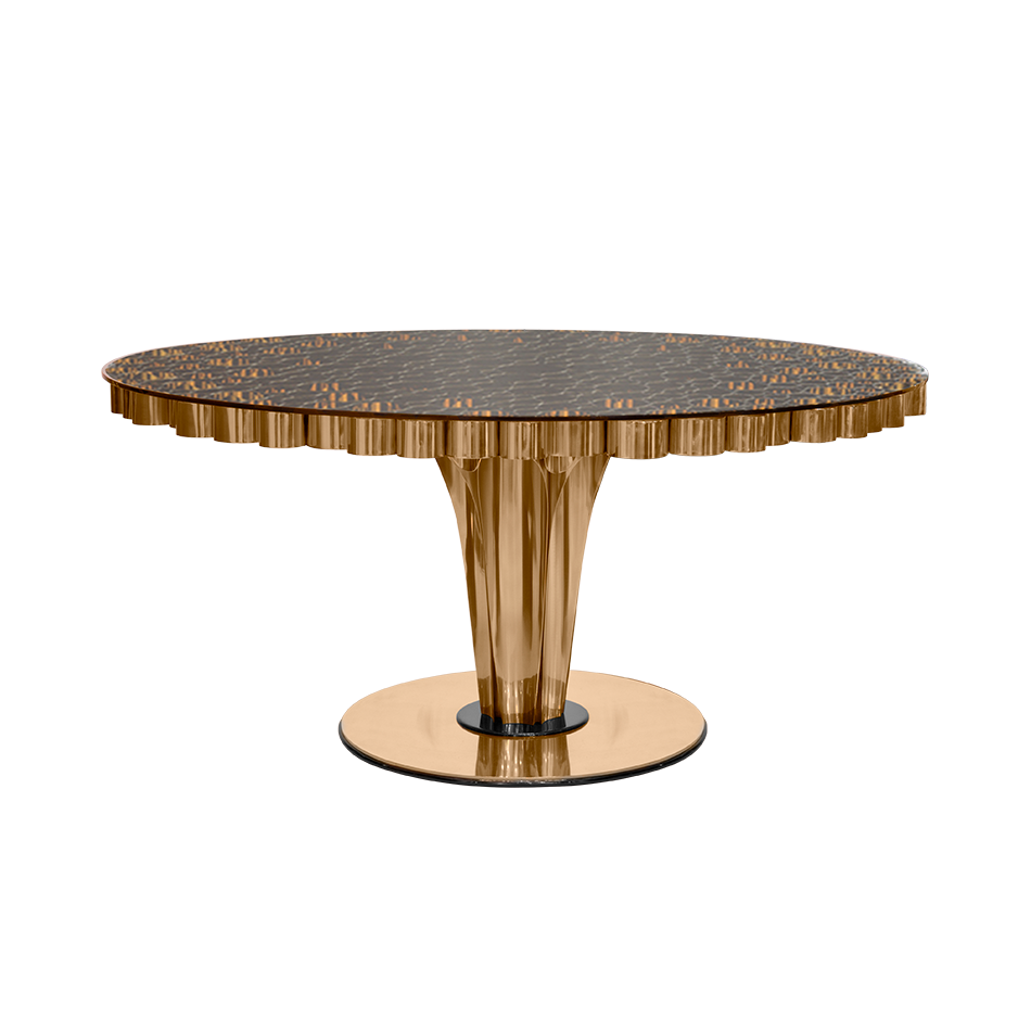 Table à manger en laiton doré