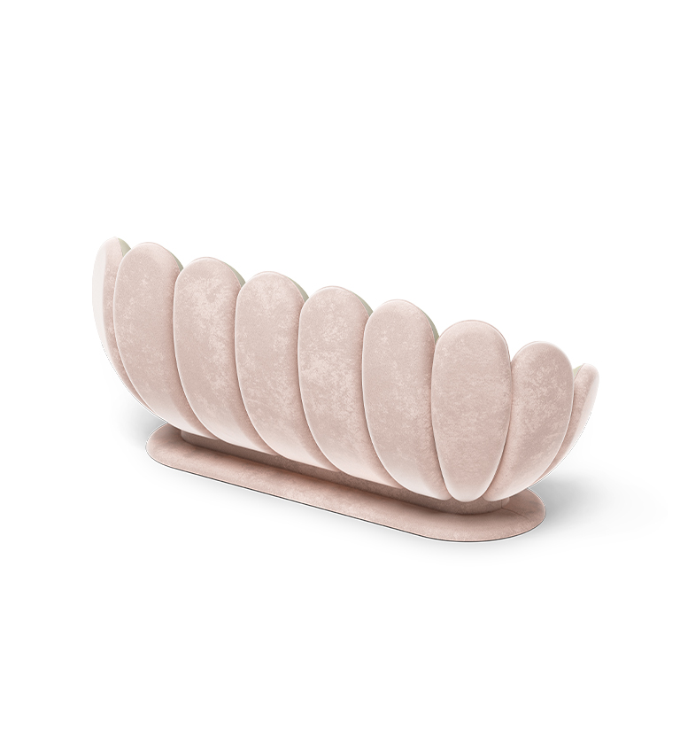 Canapé en forme de fleur de lotus rose/crème — détail 3