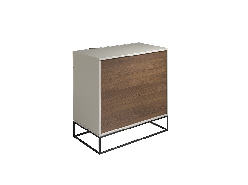Commode en bois gris perle et acier noir — détail 4