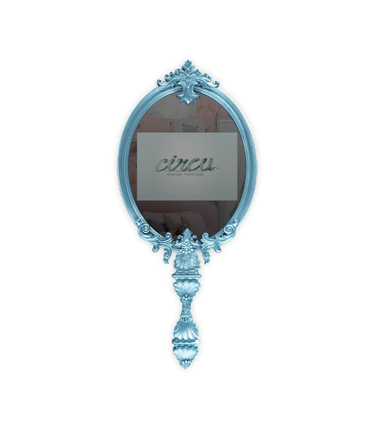 Miroir téléviseur finition à la feuille d'argent bleu
