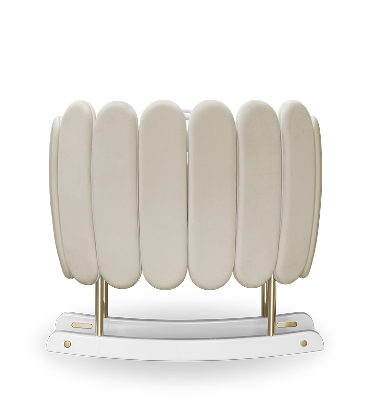 Lit rocking chair en forme de fleur de lotus crème — détail 3