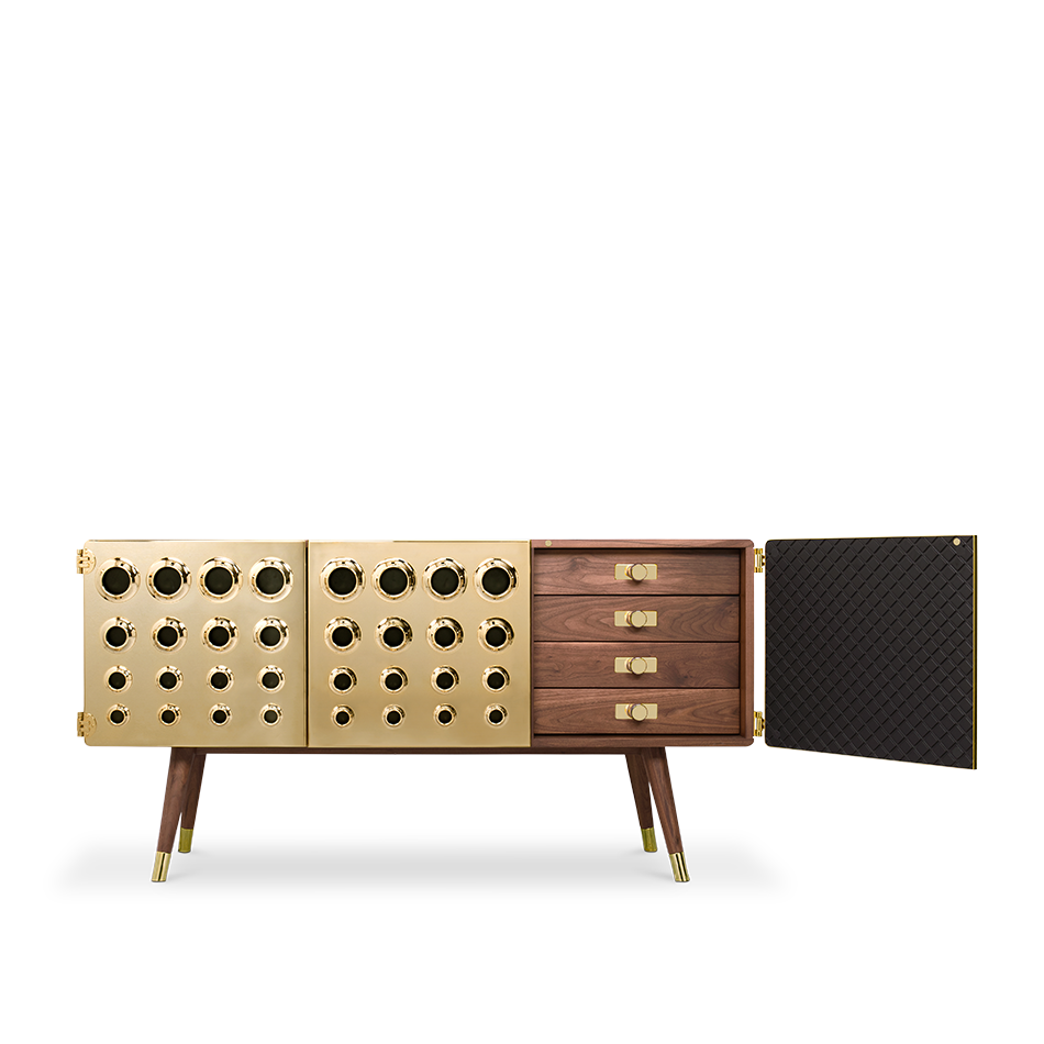 Buffet en bois massif et laiton plaqué or — détail 6