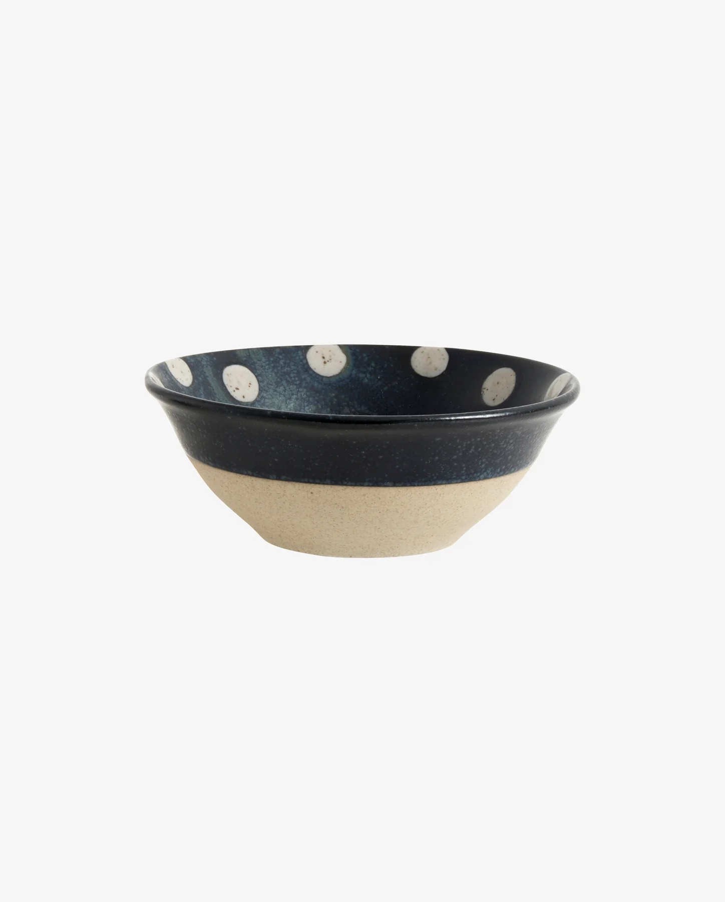 Set de 4 bols graineux en céramique bleu et beige à pois