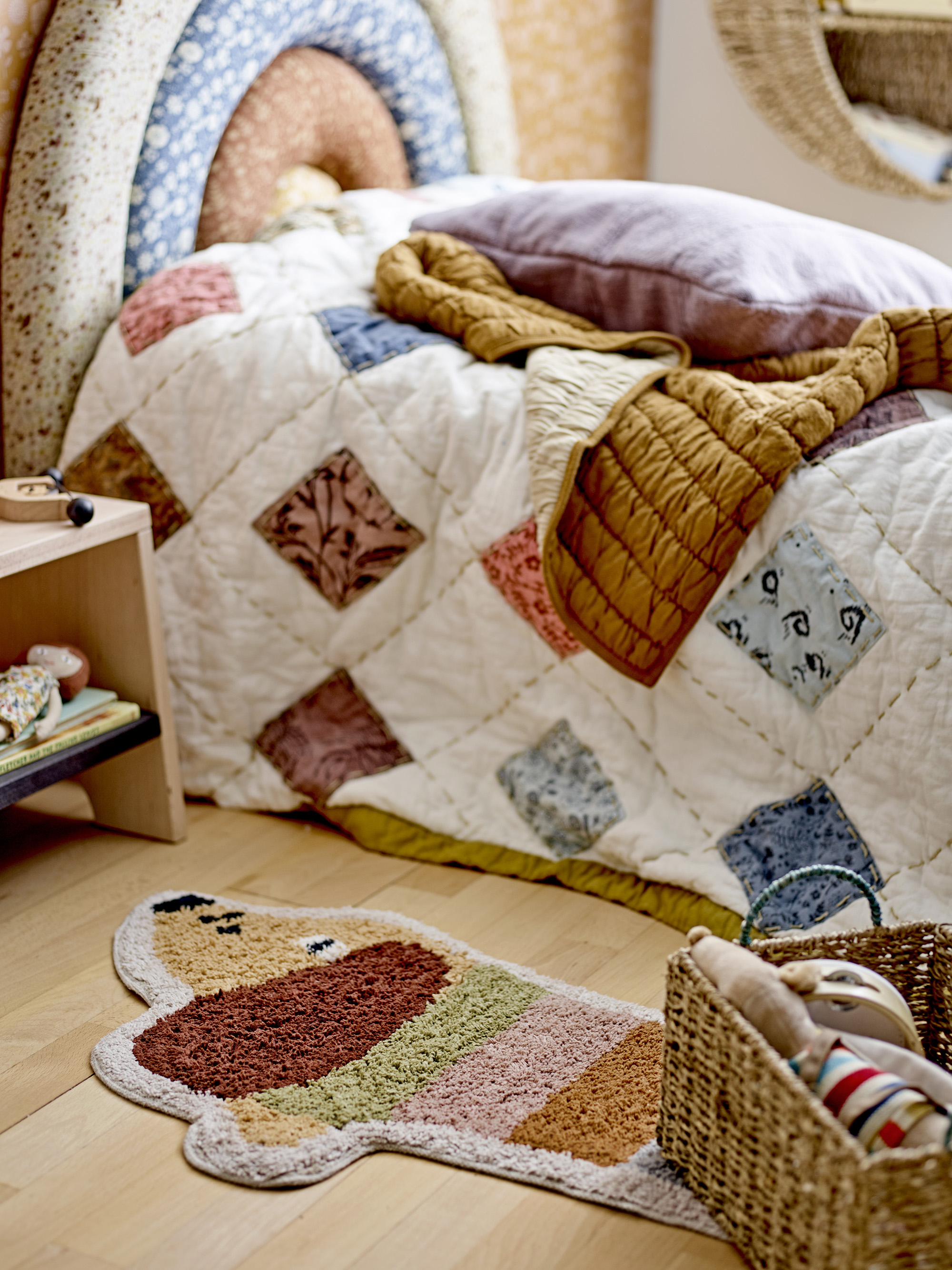 Couverture matelassée en coton marron — détail 3