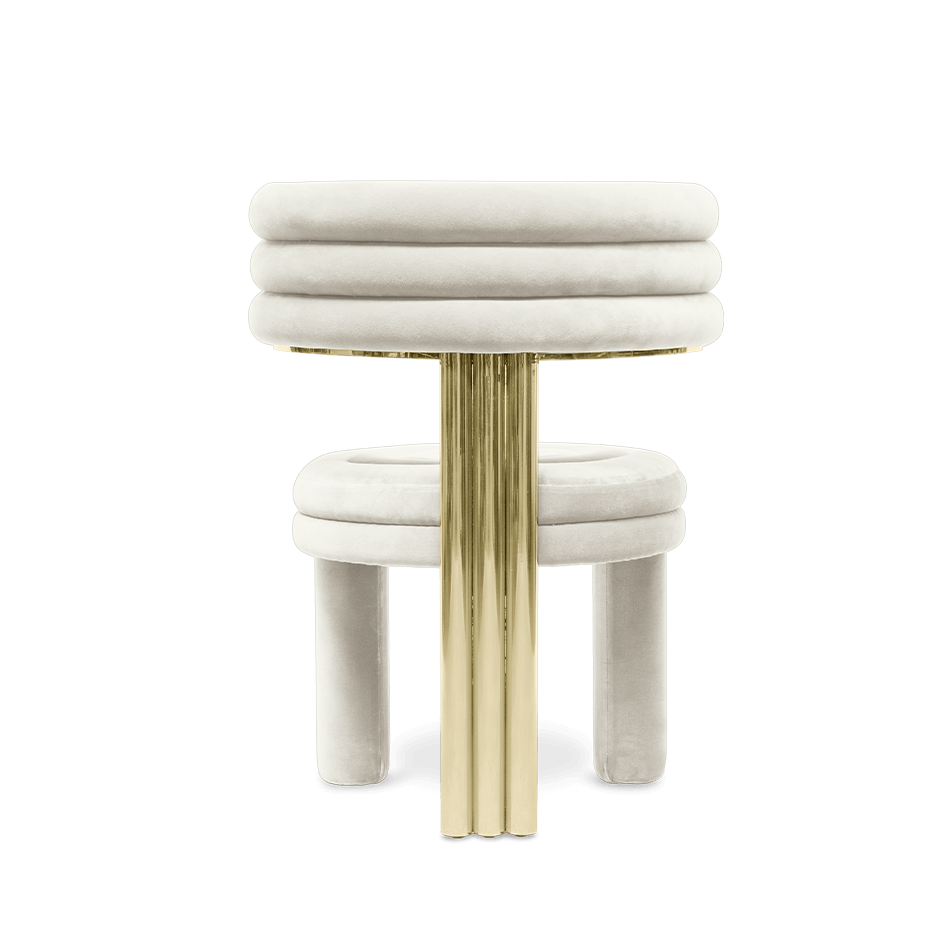 Chaise avec assise en velours blanc — détail 5