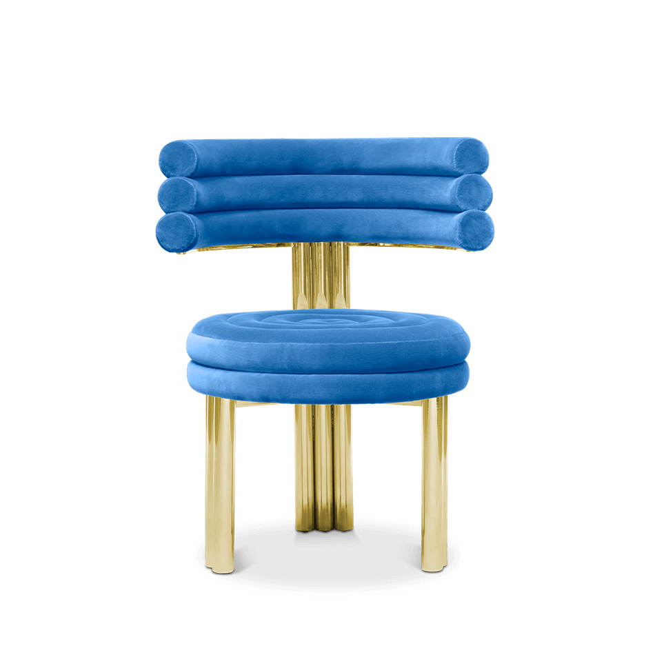 Chaise avec assise en velours bleu