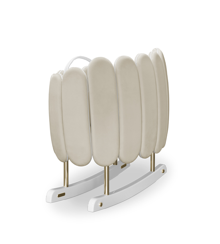 Lit rocking chair en forme de fleur de lotus crème — détail 4