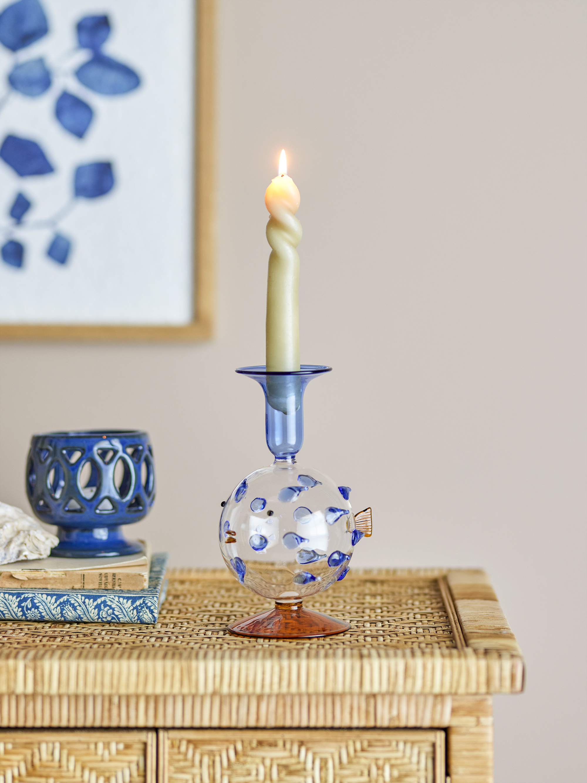 Bougeoir Phila en verre - Coloris bleu