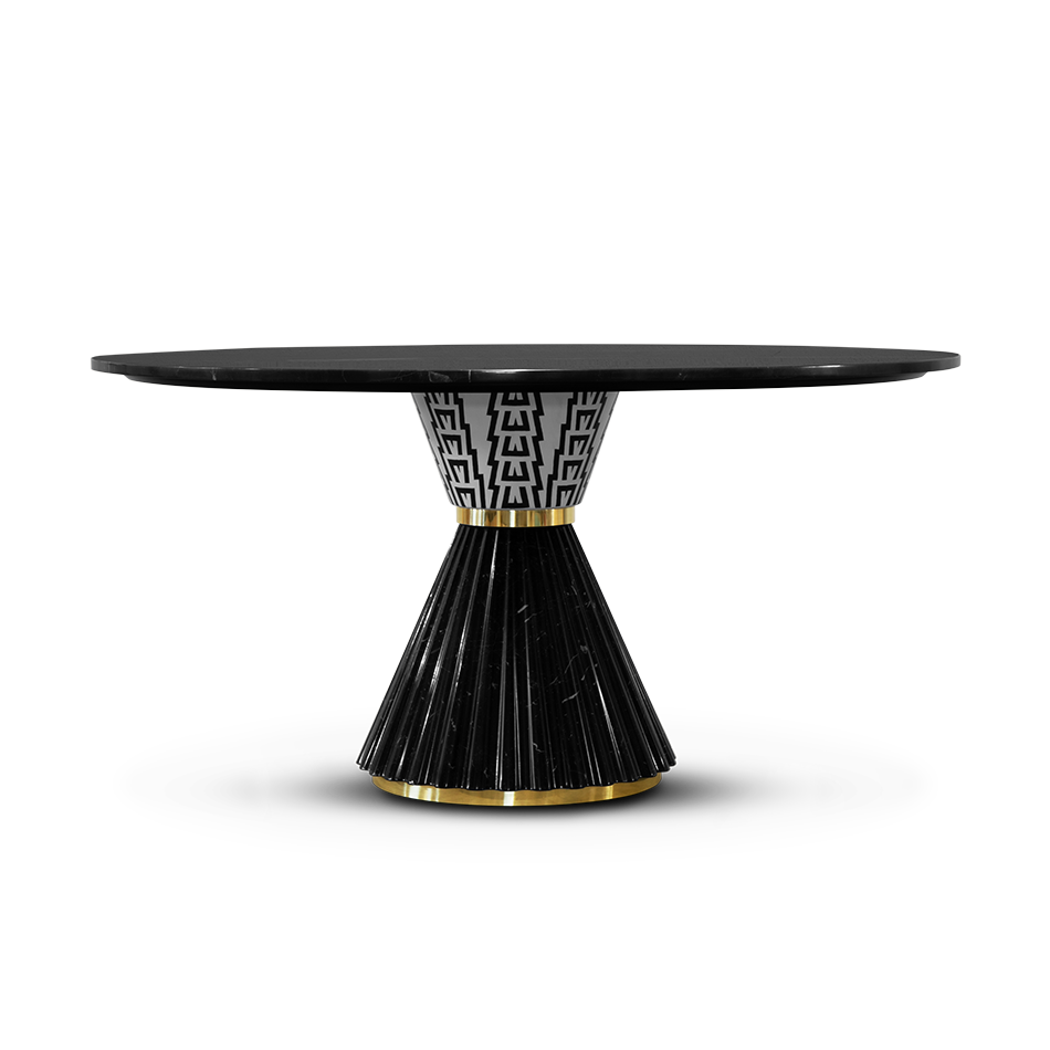 Table à manger avec plateau en marbre noir