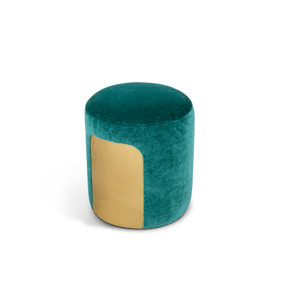 Tabouret en tissu doux vert sapin — détail 3