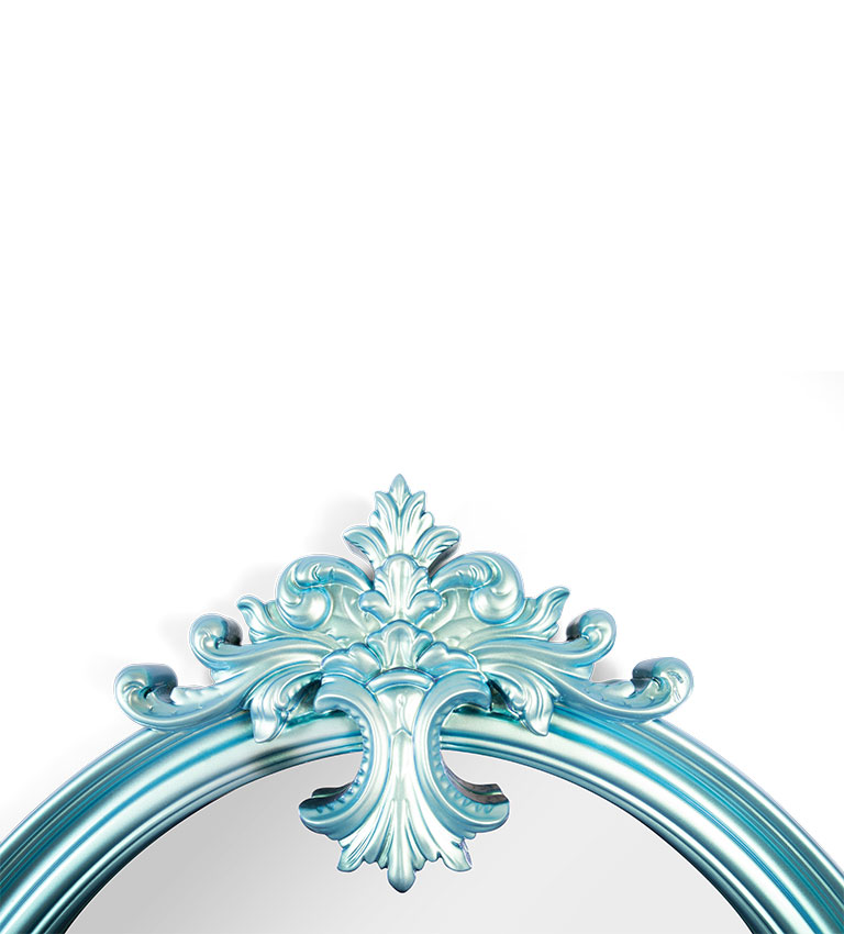 Miroir fait main finition à la feuille d'argent bleu — détail 4