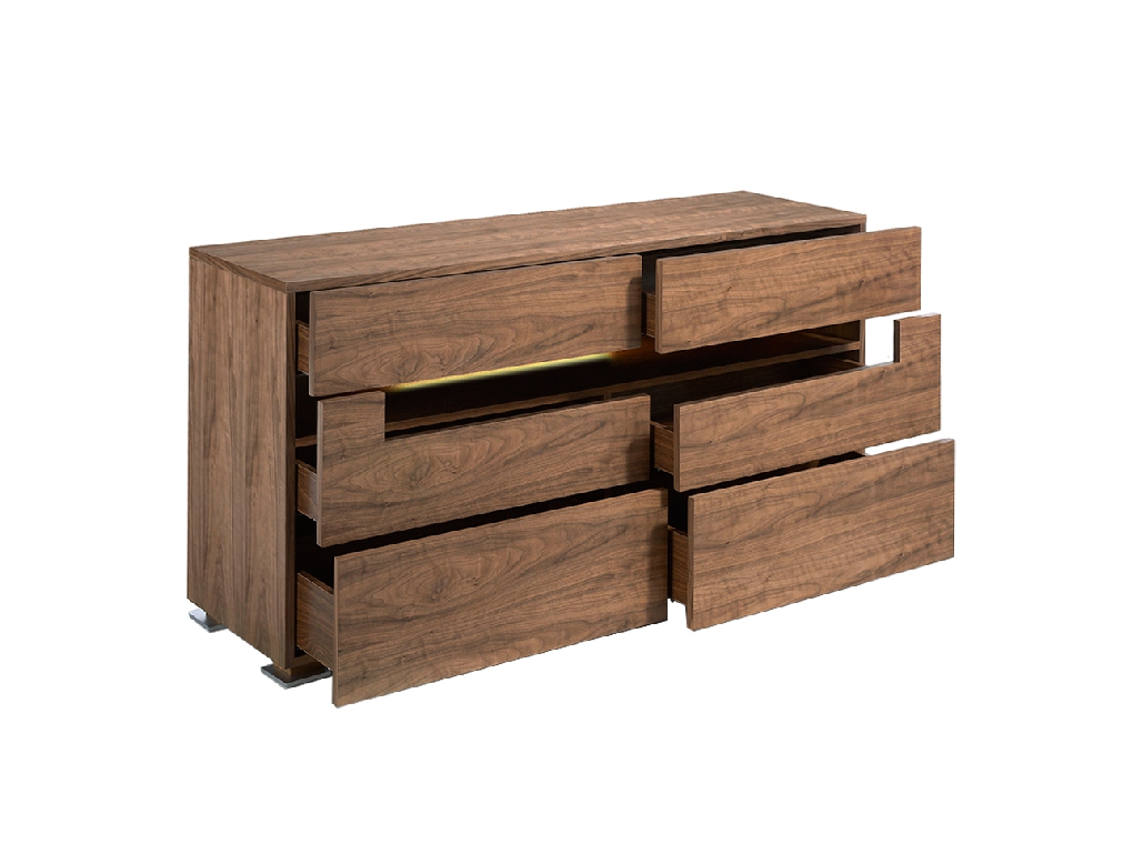Commode en noyer avec éclairage intérieur LED — détail 4