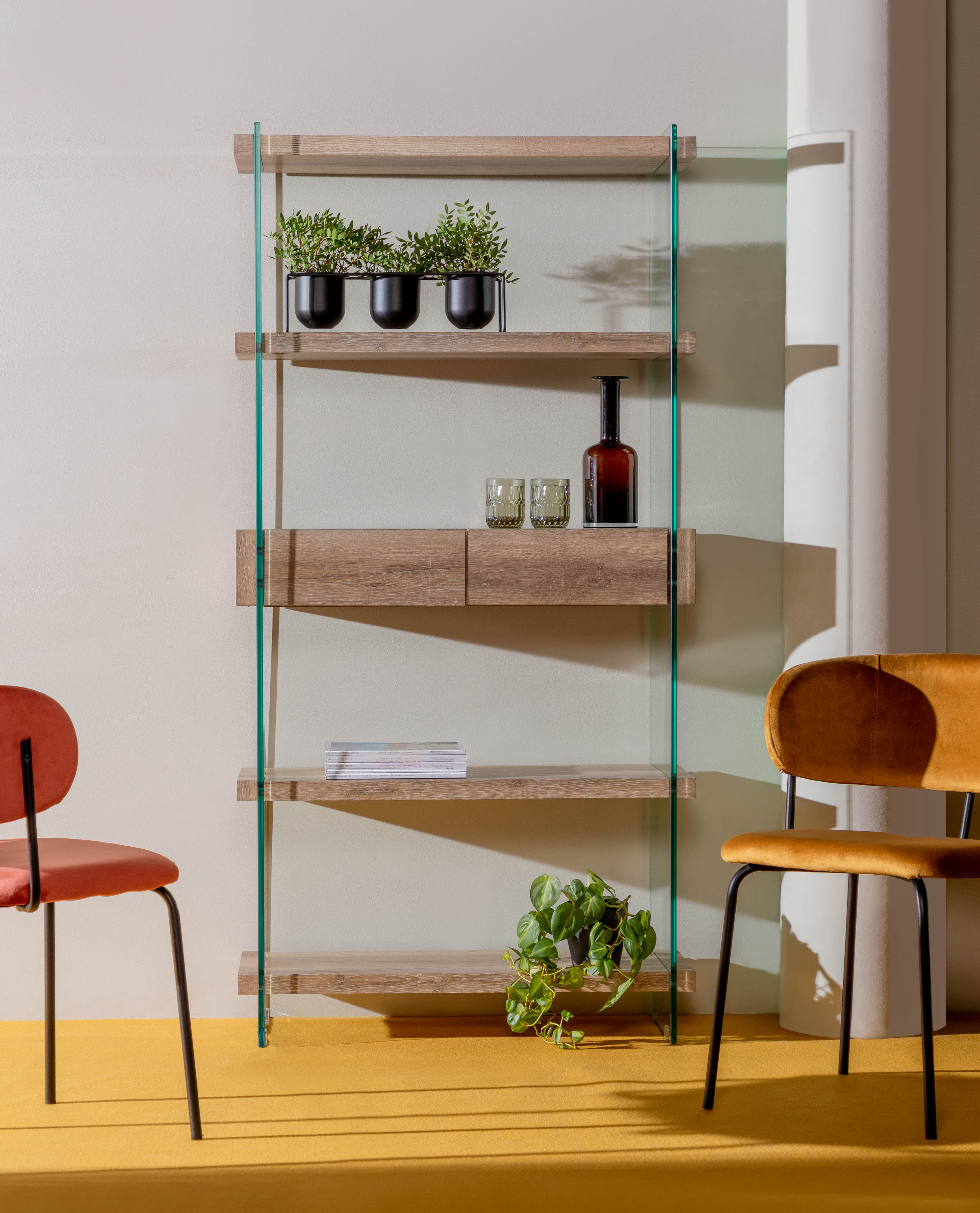 Étagère en verre et MDF