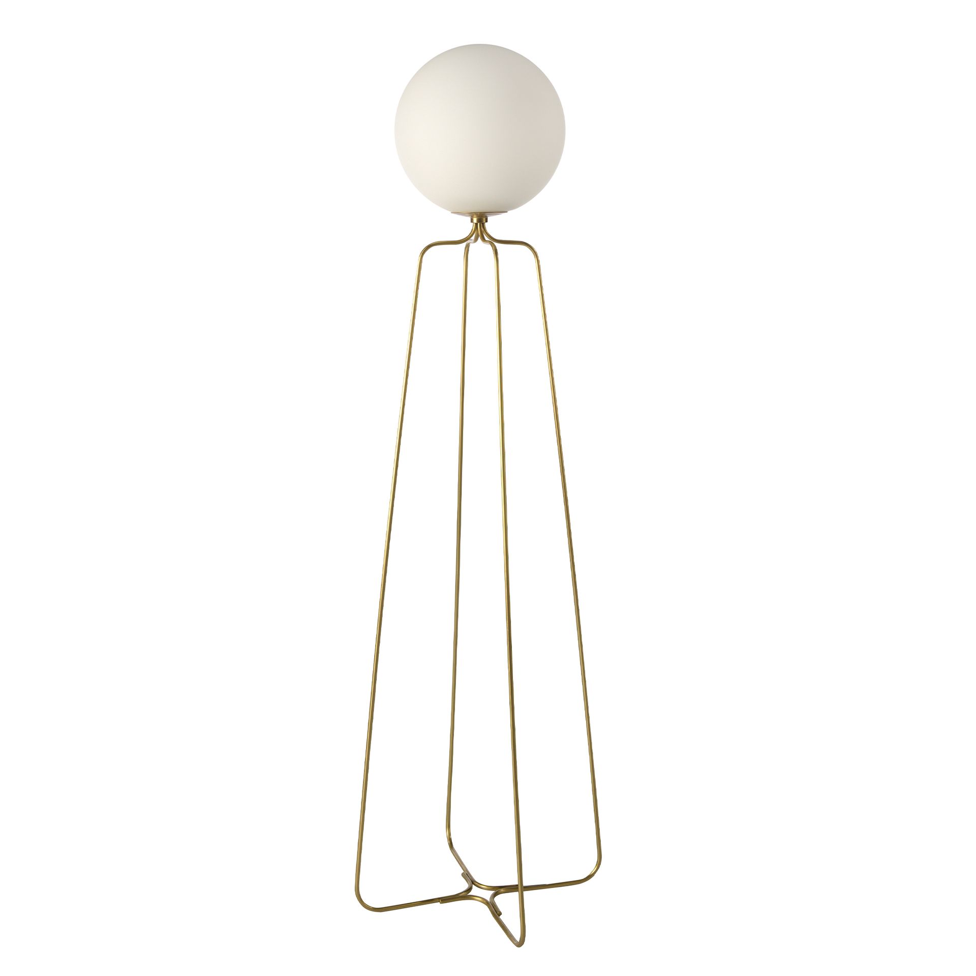 Lampadaire acier doré et verre blanc - Coloris blanc et or