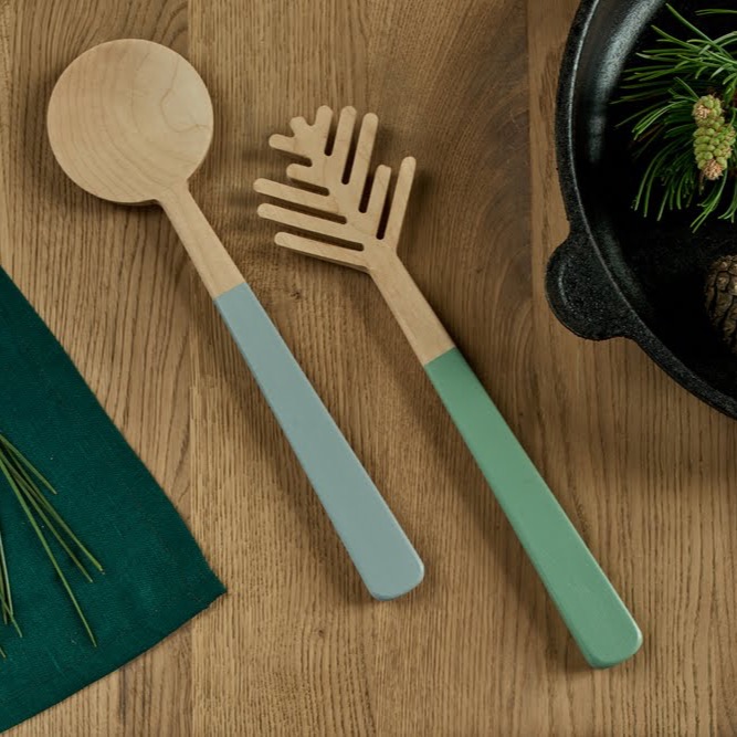 Service à salade en bois de bouleau