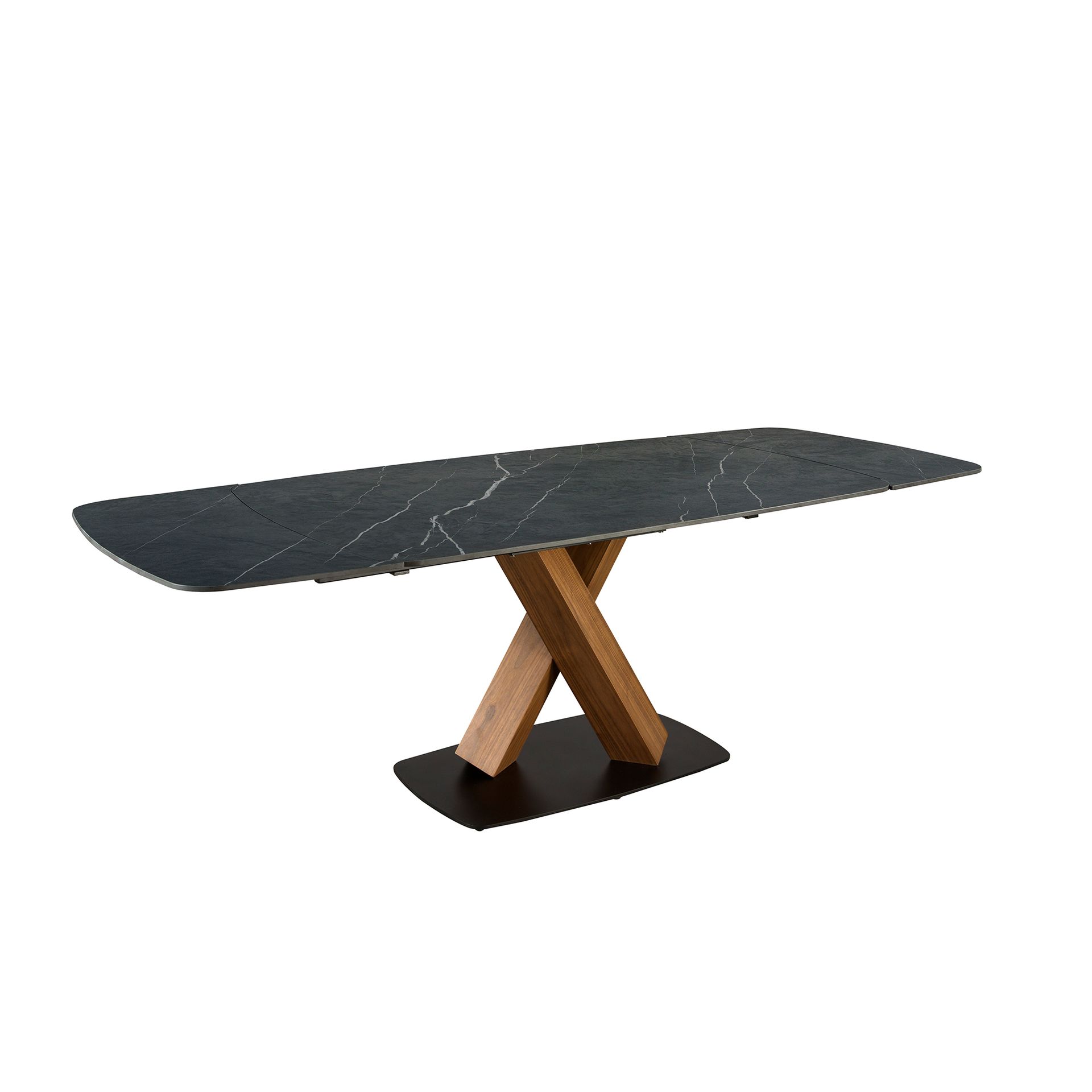 Table à manger ovale extensible - Finitions noyer et noir