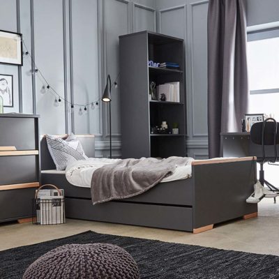 Lit enfant 200 x 90 sans tiroir gris foncé — détail 3