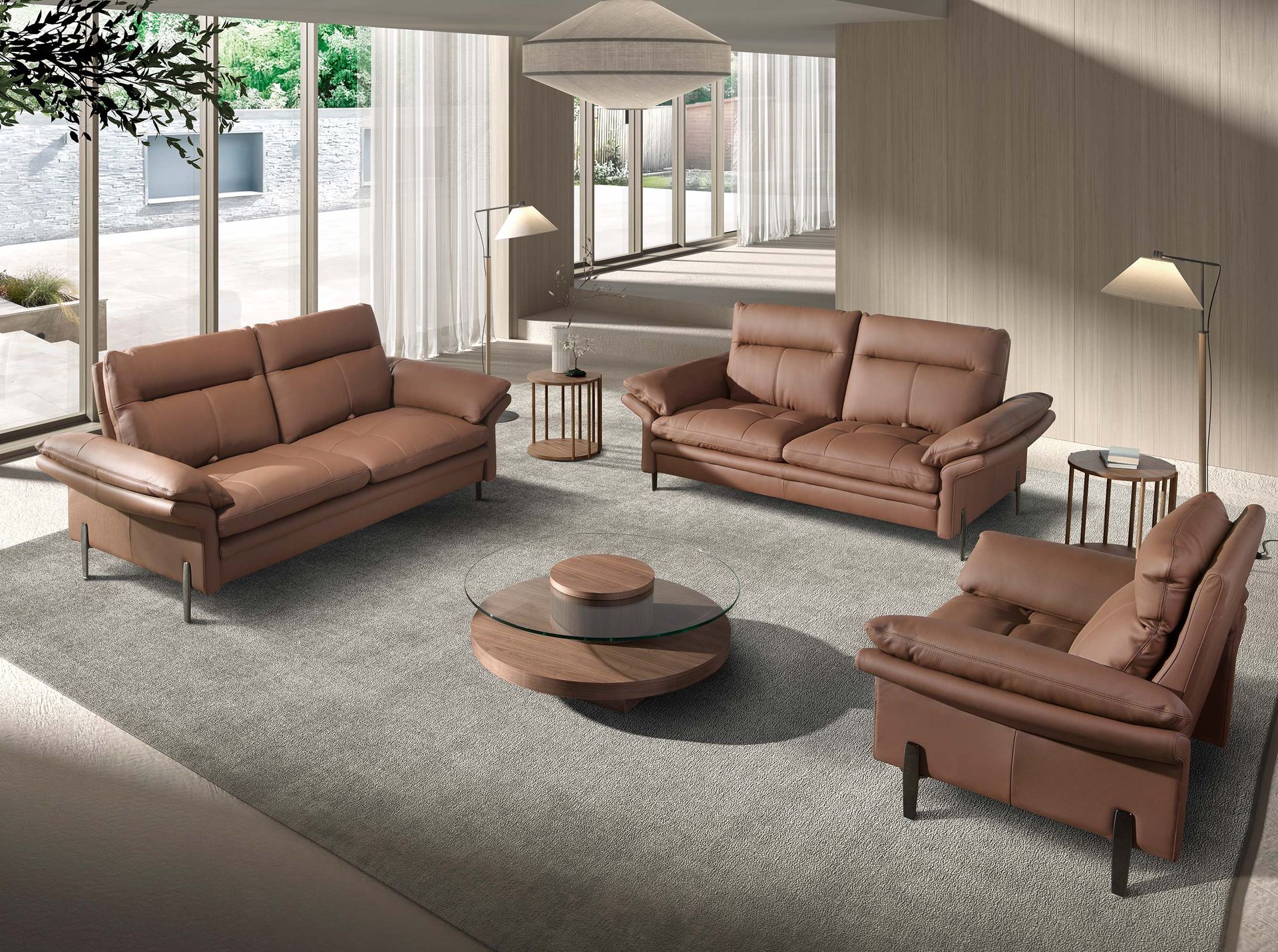 Fauteuil en cuir marron — détail 4