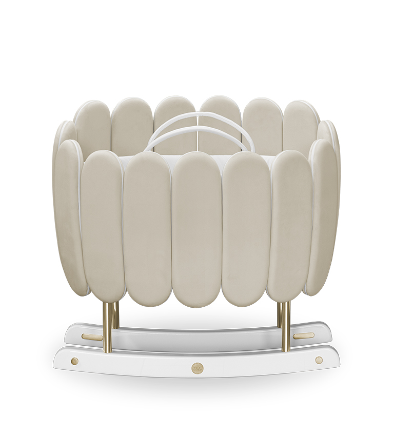 Lit rocking chair en forme de fleur de lotus crème