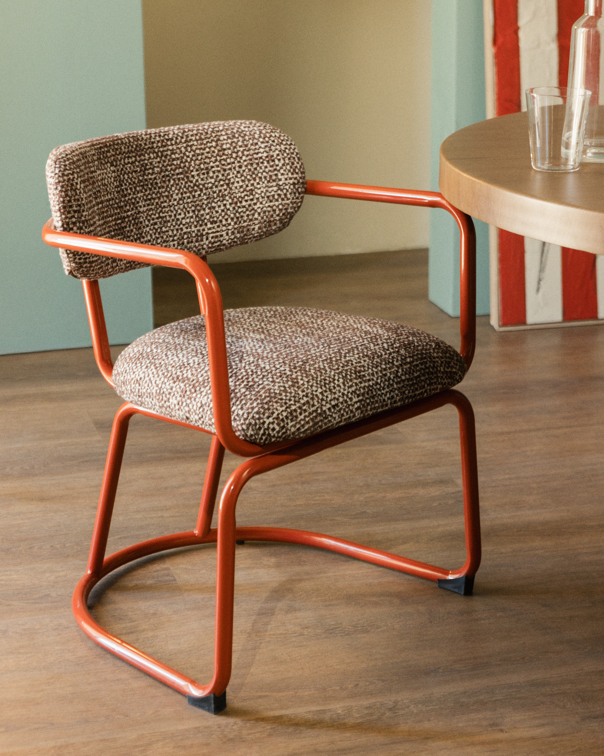 Chaise Yeray en métal et tissu - Rouge Brick — détail 3