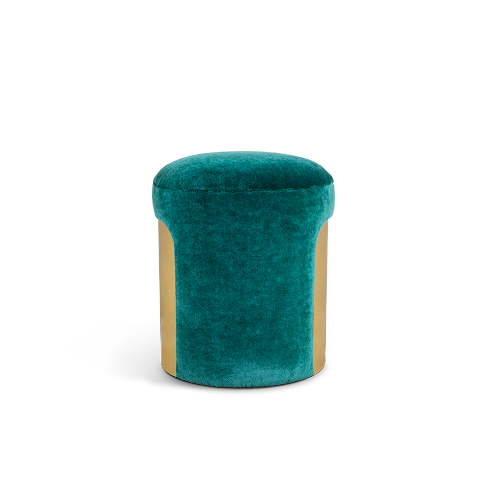 Tabouret en tissu doux vert sapin — détail 4