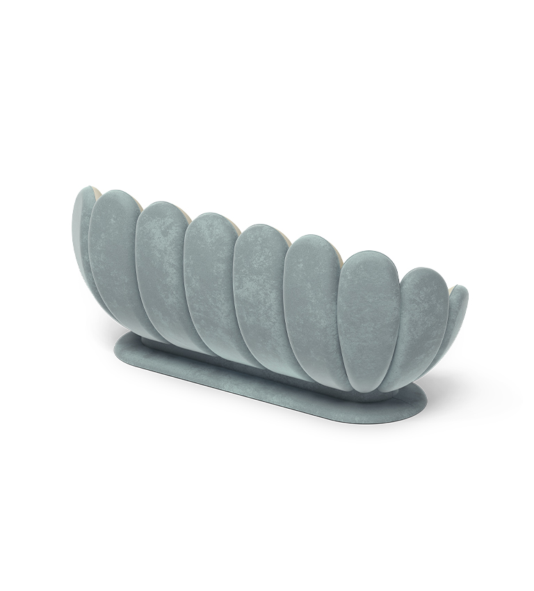 Canapé en forme de fleur de lotus bleu/crème — détail 4