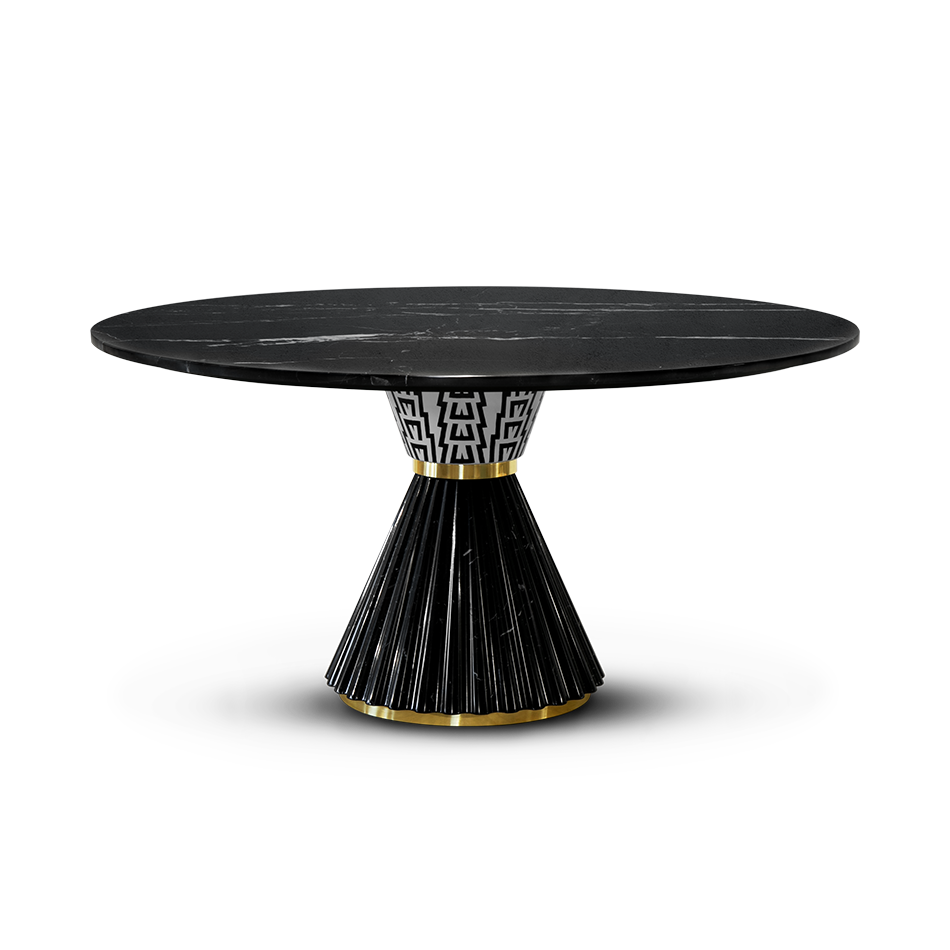 Table à manger avec plateau en marbre noir — détail 3