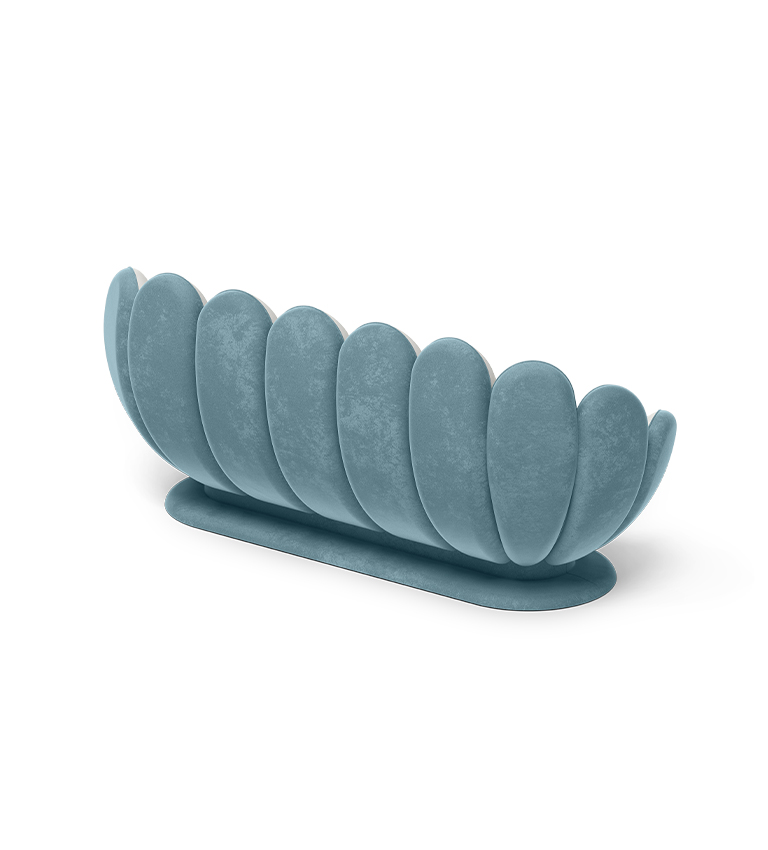 Canapé en forme de fleur de lotus bleu/blanc — détail 4