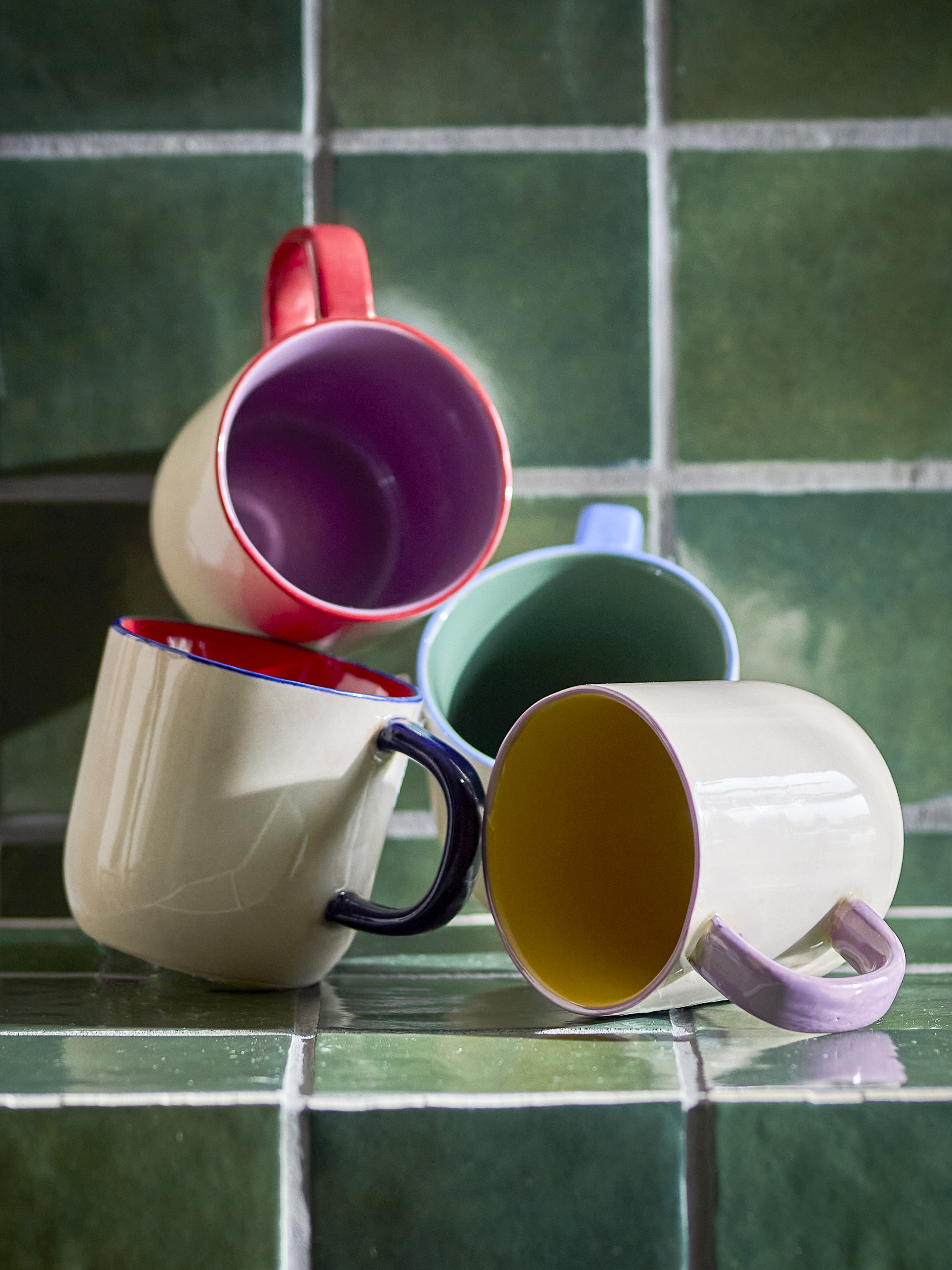 Lot de 4 mugs Joris en grès - Coloris multicolore