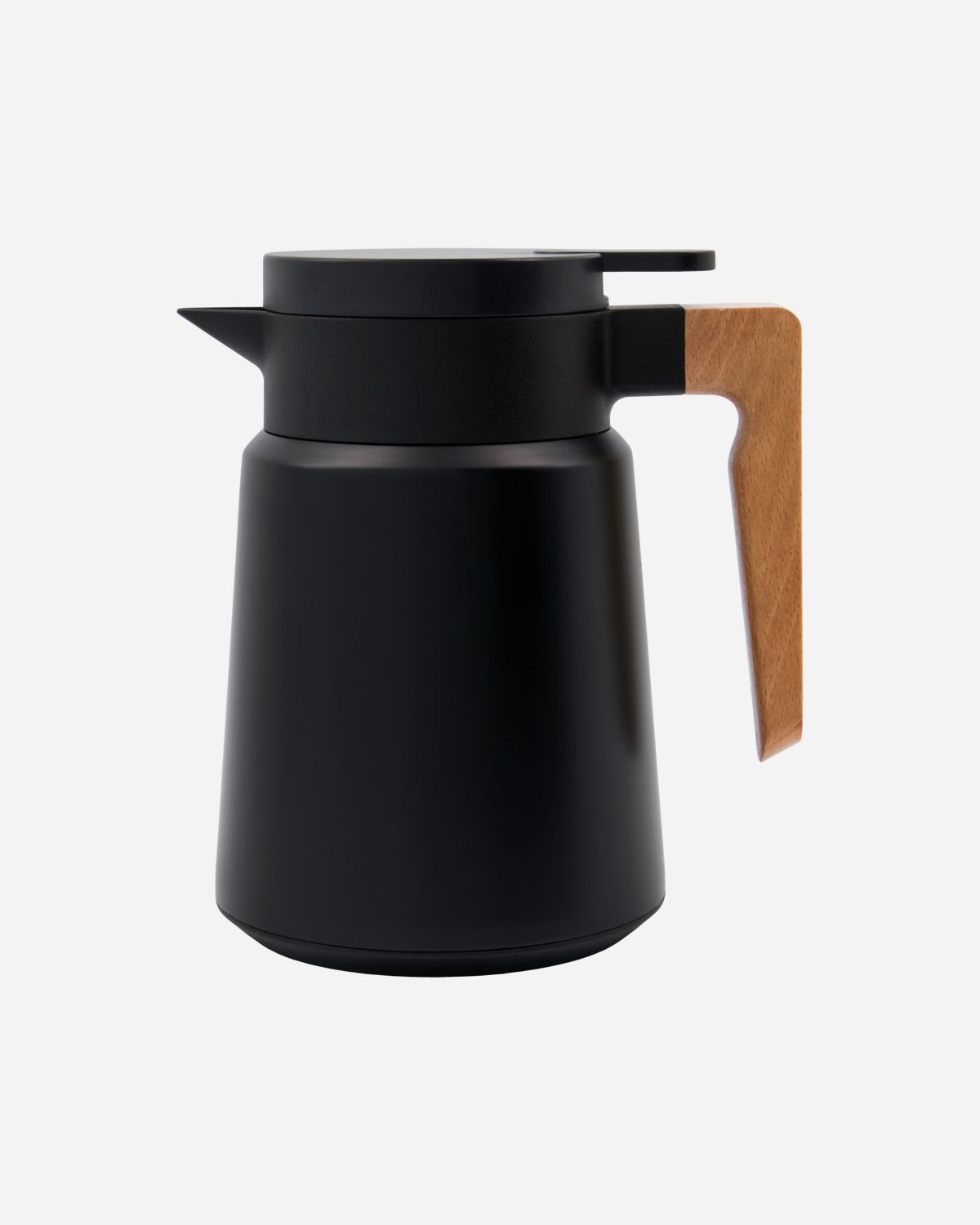 Théière thermos noir avec poignée bois — détail 4