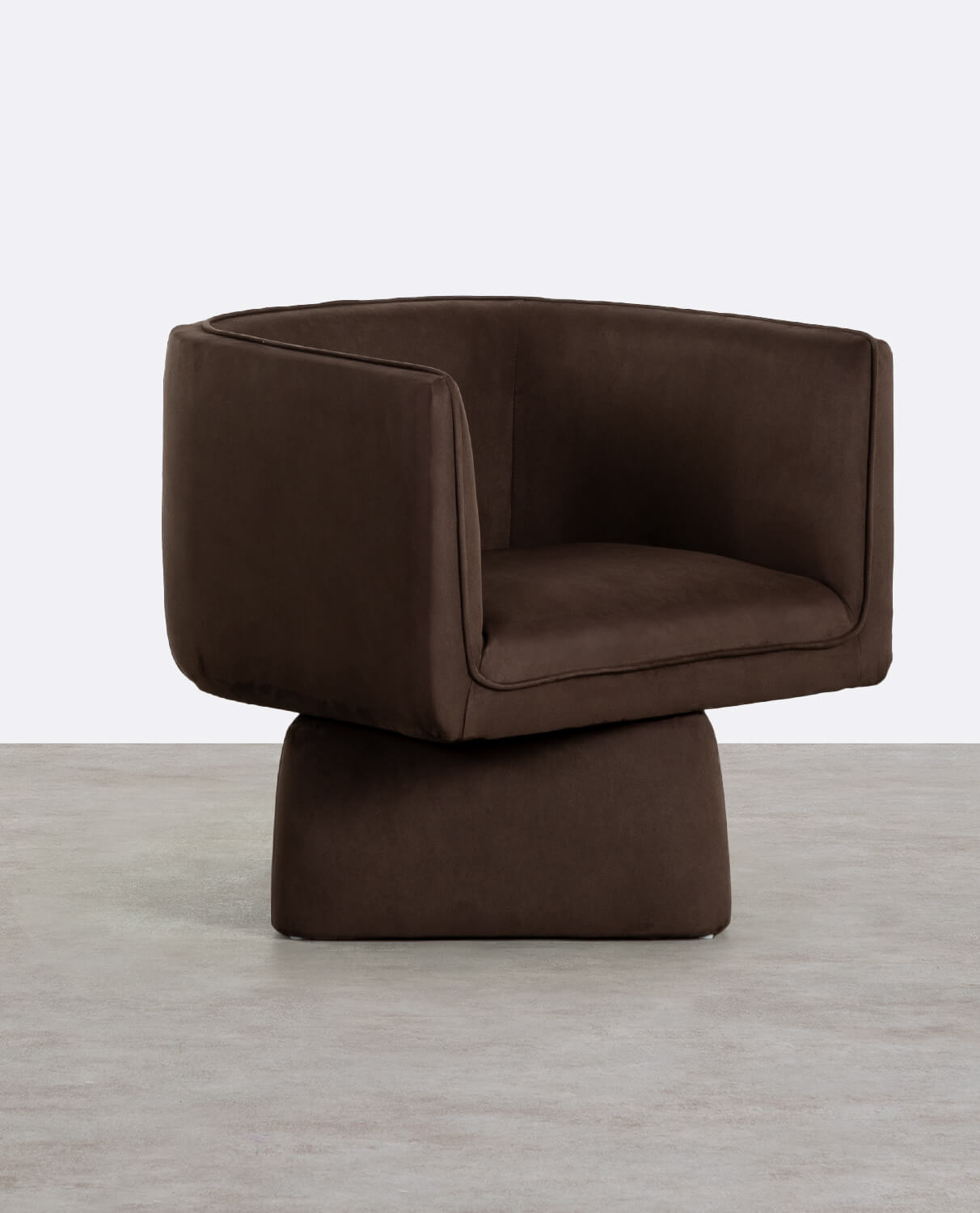 Fauteuil pivotant en tissu doux marron — détail 3