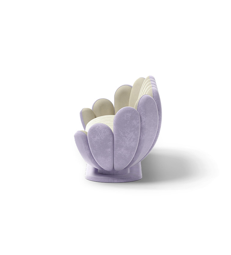 Canapé en forme de fleur de lotus violet/crème — détail 4