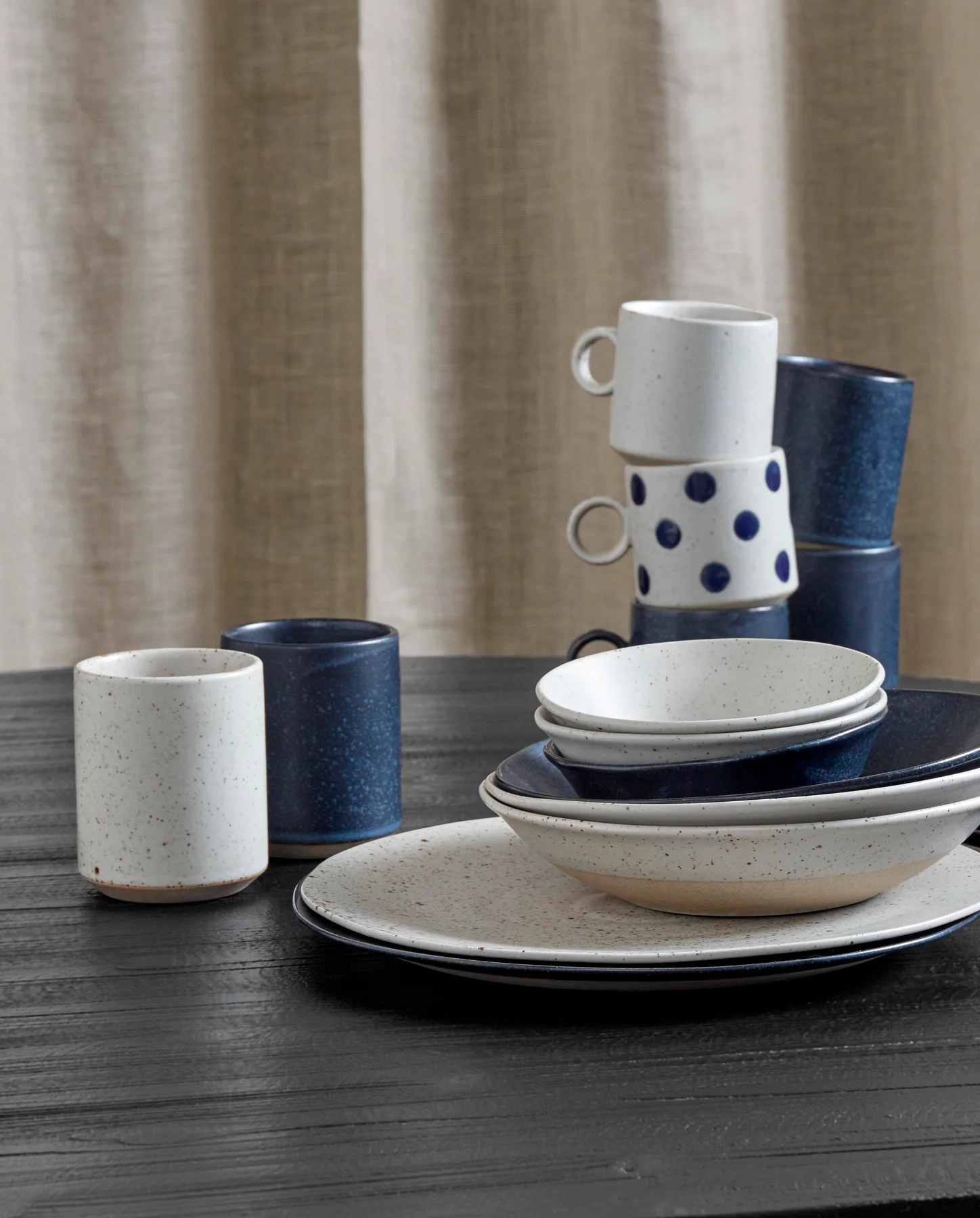 Set de 4 bols graineux en céramique beige — détail 3