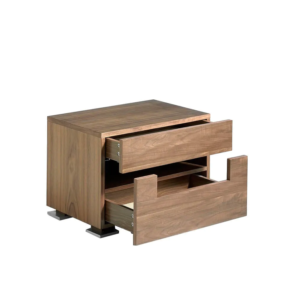 Table de chevet en bois de noyer 2 tiroirs — détail 5