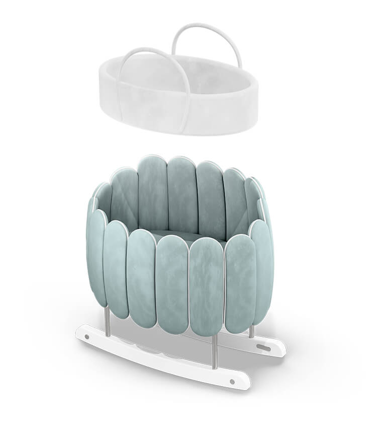 Lit rocking chair en forme de fleur de lotus bleu — détail 3