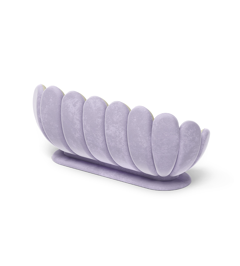 Canapé en forme de fleur de lotus violet/crème — détail 3