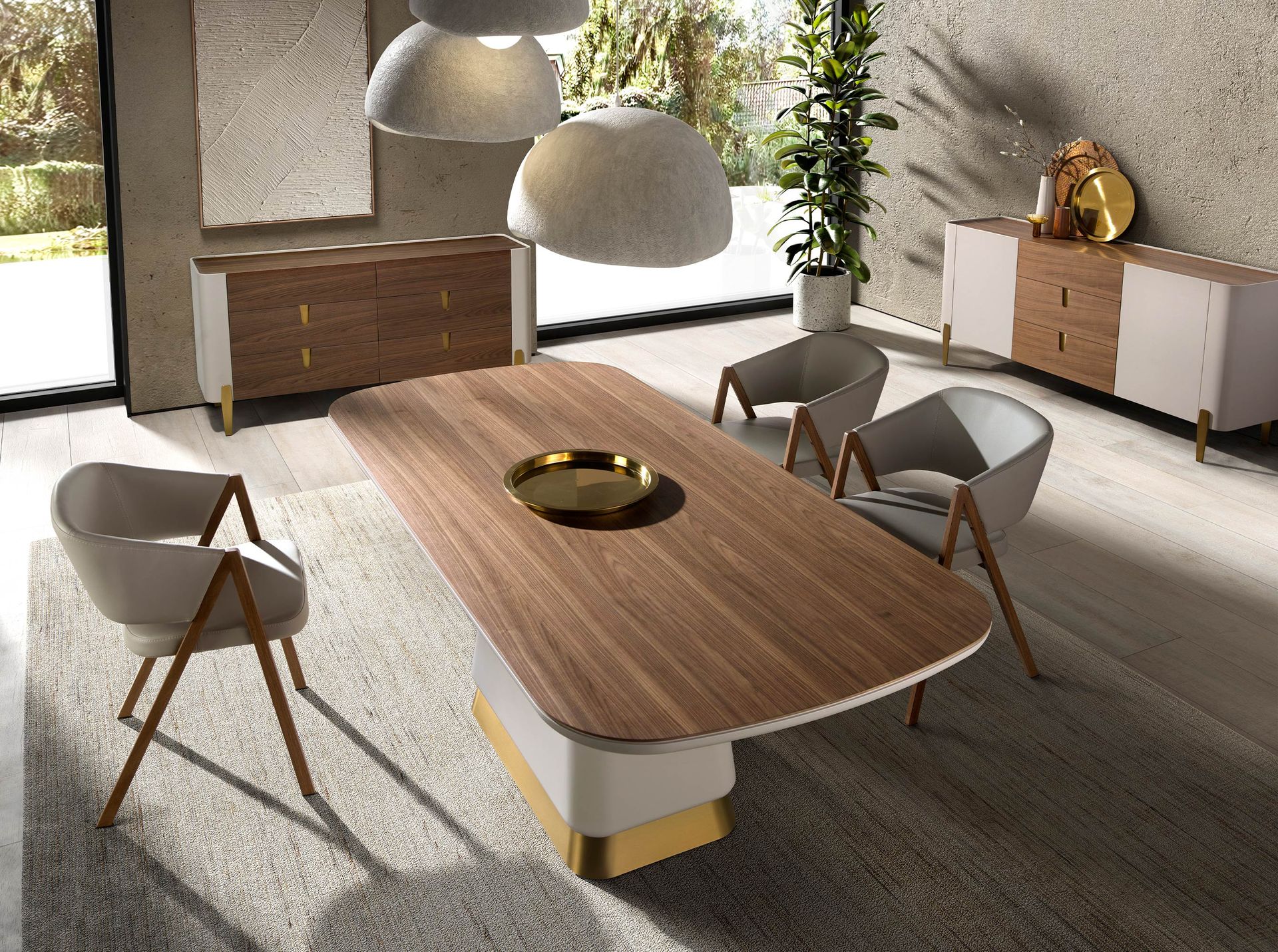 Commode en noyer - Finitions beige, or et noyer — détail 4