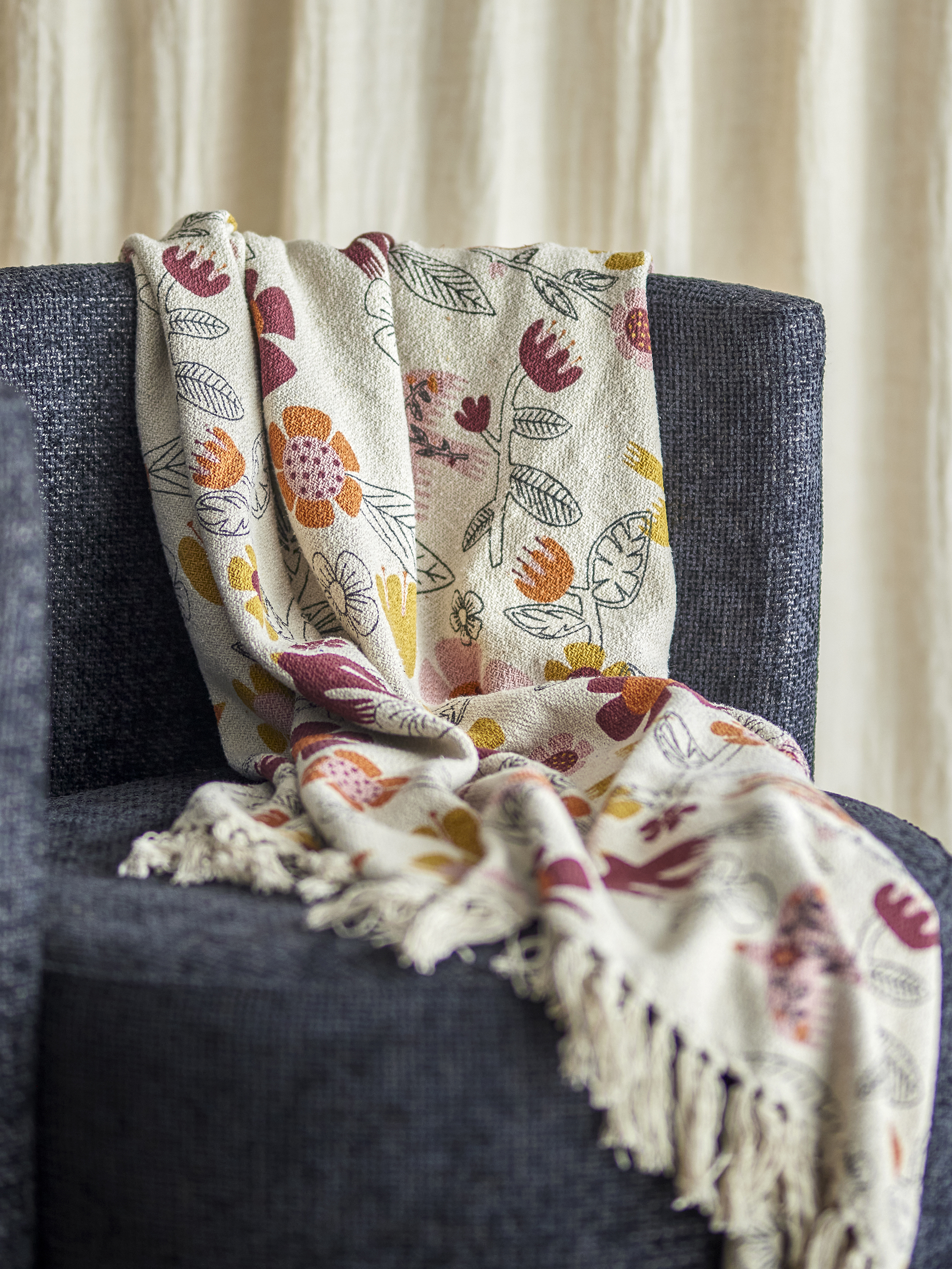 Plaid Vivielle en coton recyclé - Coloris multicolore — détail 3