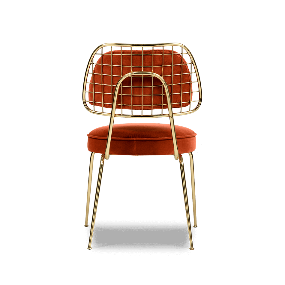 Chaise avec assise en velours orangé — détail 4